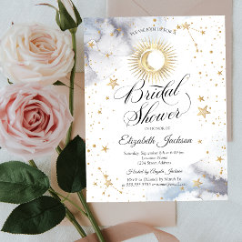 天の太陽,月,星のブライダルシャワー 招待状