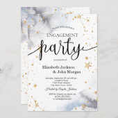 天の太陽，月，星の婚約 招待状 (正面/裏面)