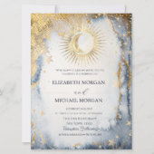 天の太陽、月、星の水彩ウェディングアート 招待状 (正面)