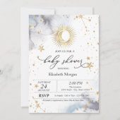 天の太陽、月、星の赤ちゃんシャワー 招待状 (正面)