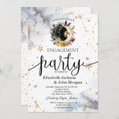 天の太陽、月、星花婚約 招待状 (正面/裏面)