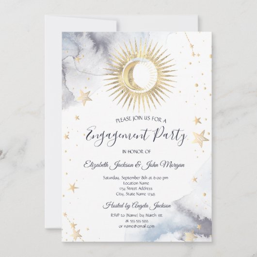 天の太陽、月、星 招待状 (正面)