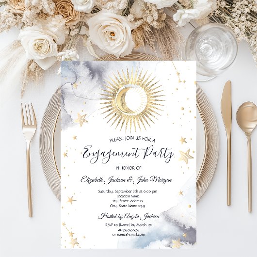 天の太陽、月、星 招待状