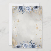 天の太陽、青い月、バラ、星のスクリプト 招待状 (裏面)