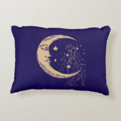 天の女性 月と星、ボヘミア、エレガントゴールド アクセントクッション (裏面)