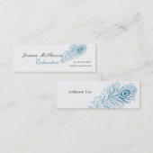 天の孔雀の羽のハートのエレガントな作家 スキニー名刺 (正面/裏面)