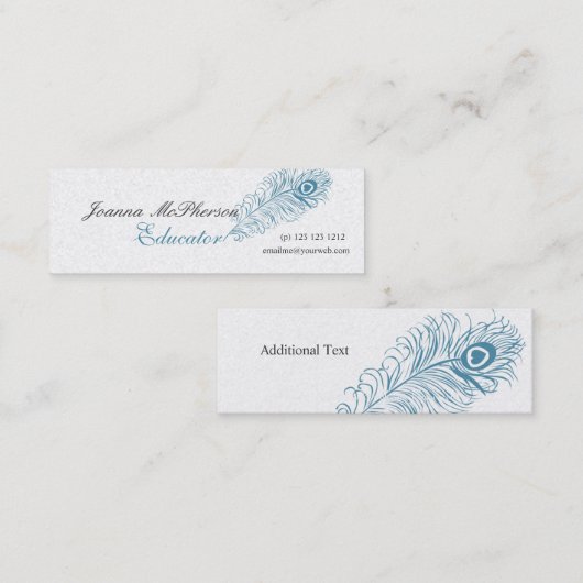 天の孔雀の羽のハートのエレガントな作家 スキニー名刺 (正面/裏面)