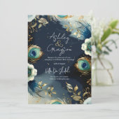 天の孔雀の羽根が優雅なウェディング 招待状 (スタンド正面)