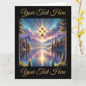 天の山湖の聖十字架 カード (黄色い花)