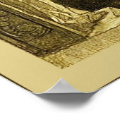 天の川と月のある地球 ポスター (角)