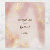 天の川のようなピンクの水彩画 ウェディング ワインボトルラベル ワインラベル (シングルラベル)