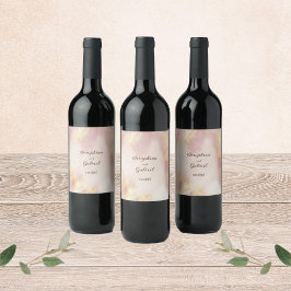 天の川のようなピンクの水彩画 ウェディング ワインボトルラベル ワインラベル