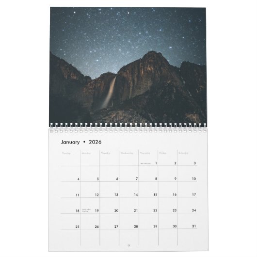 天の川の山景色 カレンダー (1月 2026)