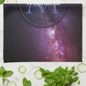 天の川の明るい色のパーソナル化可能なモノグラム キッチンタオル (折り畳み)