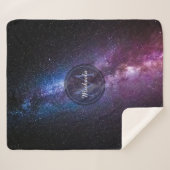 天の川の明るい色のパーソナル化可能なモノグラム シェルパブランケット (正面(横))