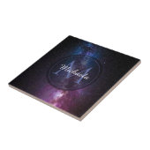 天の川の明るい色のパーソナル化可能なモノグラム タイル (側面)