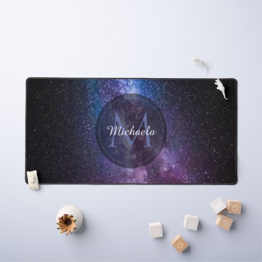 天の川の明るい色のパーソナル化可能なモノグラム デスクマット (キッズテーブル)