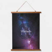 天の川の明るい色のパーソナル化可能なモノグラム 吊り下げ型タペストリー (正面)