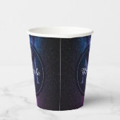 天の川の明るい色のパーソナル化可能なモノグラム 紙コップ (右)