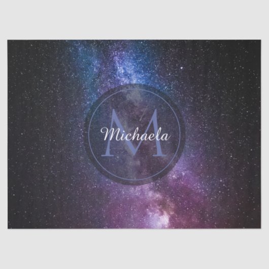 天の川の明るい色のパーソナル化可能なモノグラム 薄葉紙 (正面)