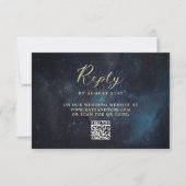 天の川の星々 ミッドナイト ネイビー ウェディング QR 出欠カード (正面)