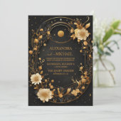 天の川の真っ黒な夜空にきらめく星々と月での結婚式 招待状 (スタンド正面)