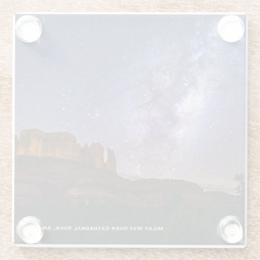 天の川の銀河系アリゾナ州カテドラルロック ガラスコースター (裏面)