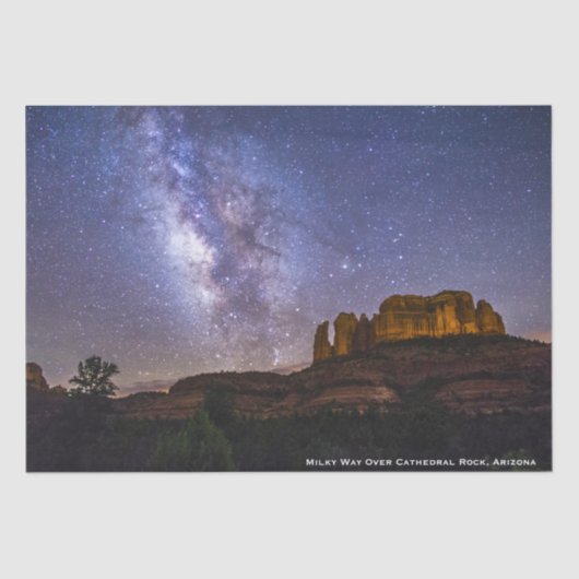 天の川アリゾナ州の大聖堂の岩の上のデコページ 薄葉紙 (正面)