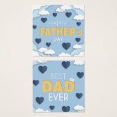 天の幸せな父の日の青いハート (正面&裏面)