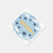 天の幸せな父の日の青いハート スタンダードカクテルナプキン (角)