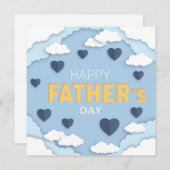 天の幸せな父の日の青いハート ノートカード (正面/裏面)