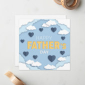 天の幸せな父の日の青いハート ノートカード (正面/裏面インサイチュ)