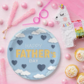 天の幸せな父の日の青いハート ペーパープレート (パーティー)