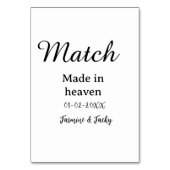 天の御遣い - 名前 - 日付 - シンプル - カリグラフィ テーブルナンバー (裏面)