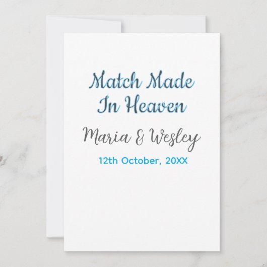 天の恵みのブルーブラックカップル名と日付 招待状 (正面)