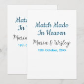 天の恵みのブルーブラックカップル名と日付 招待状 (正面/裏面)