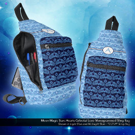 天の愛の星のハートパタモノグラムのーン スリングバッグ