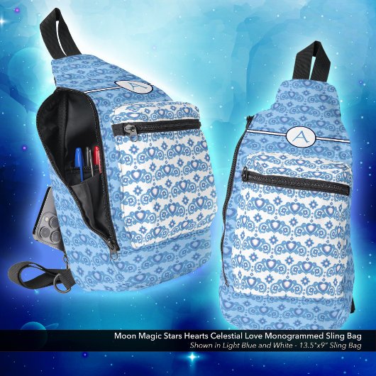 天の愛の星のハートパタモノグラムのーン スリングバッグ