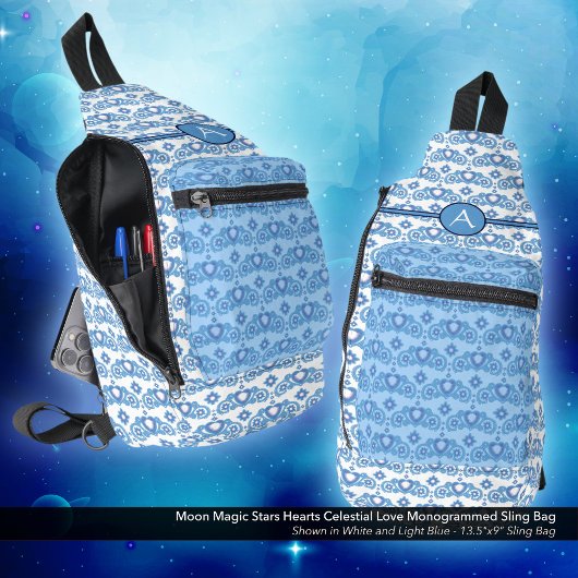 天の愛の星のハートパタモノグラムのーン スリングバッグ