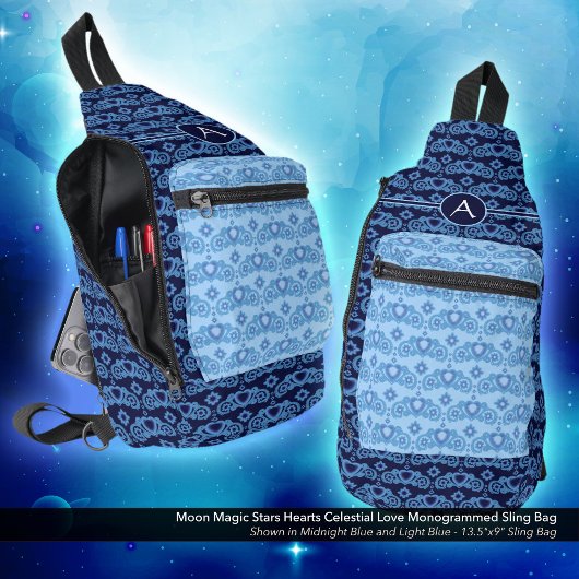 天の愛の星のハートパタモノグラムのーン スリングバッグ