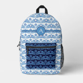 天の愛の星のハートパタモノグラムのーン プリントバックパック (正面)