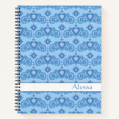 天の愛の星ハート名ライトブルー ノートブック (正面)