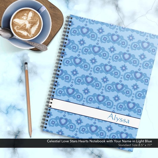 天の愛の星ハート名ライトブルー ノートブック