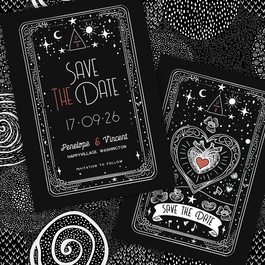 天の愛の結婚式の日付を保存 招待状