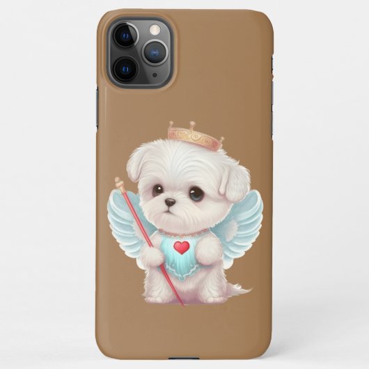 天の愛：かわいい天使のマルチーズの子犬 iPhoneケース (裏面)