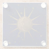 天の日曜日の月の星明かりの夜 ガラスコースター (裏面)