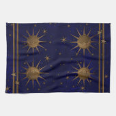 天の日曜日の月の星明かりの夜 キッチンタオル (横)