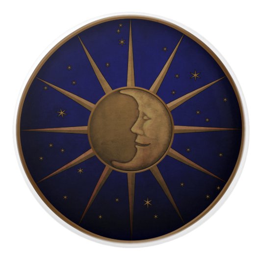 天の日曜日の月の星明かりの夜 セラミックノブ (正面)