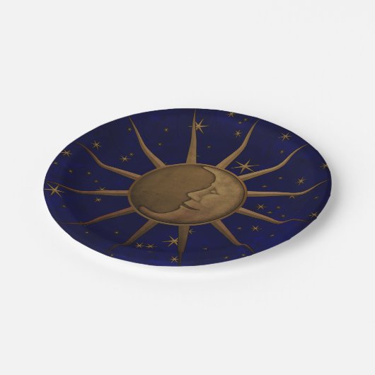 天の日曜日の月の星明かりの夜 ペーパープレート (アングル)