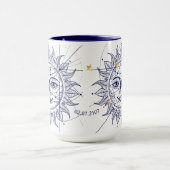 天の日曜日の濃紺及び金ゴールドの星のマグ マグカップ (中央)